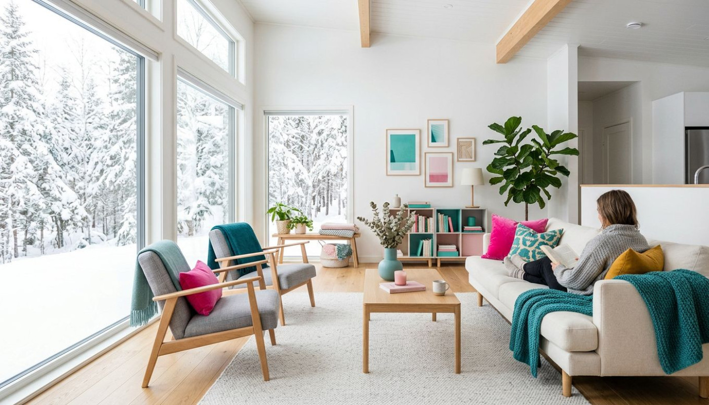 Mêler inspiration scandinave et couleurs pop pour un salon unique